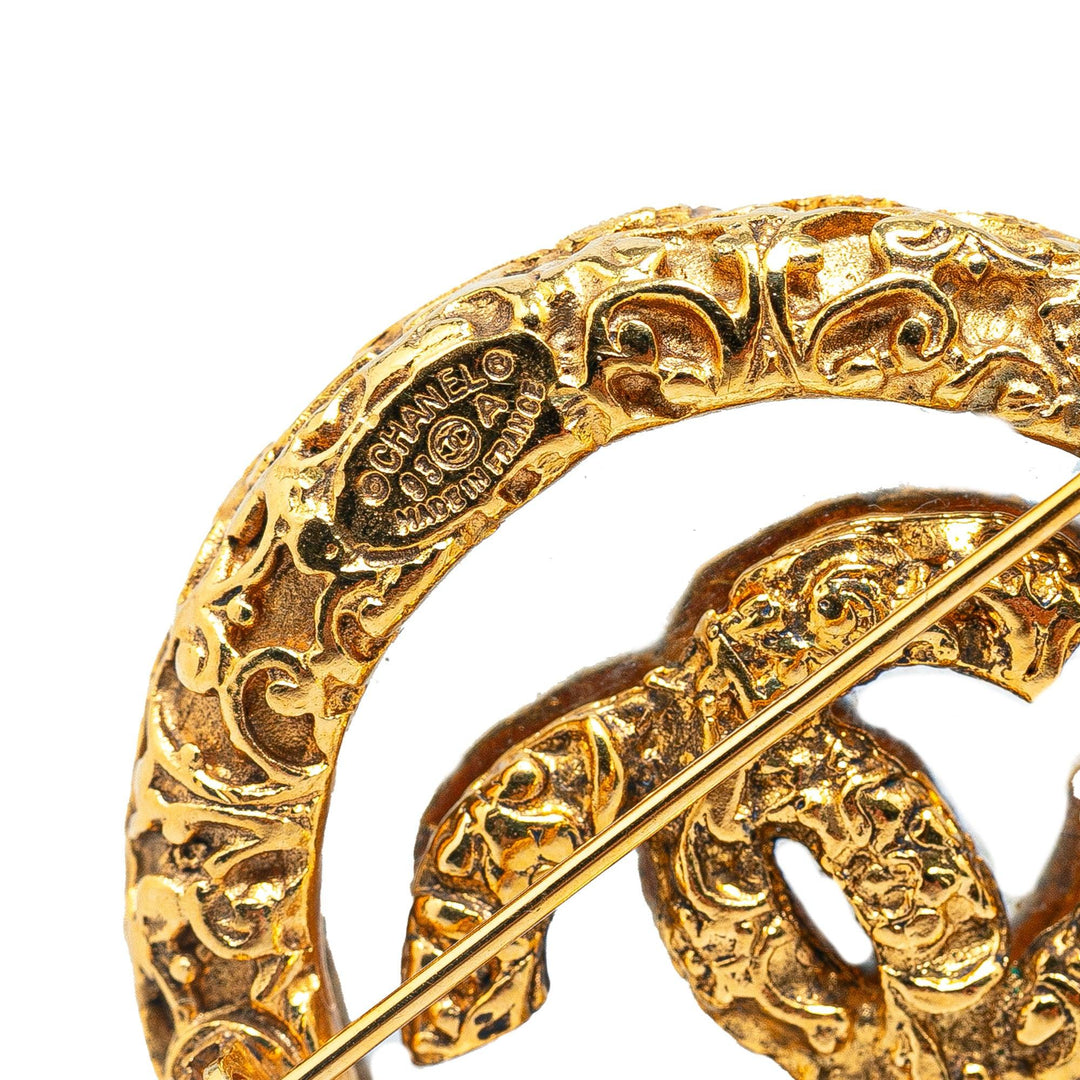 Gold Plated CC Round Brooch Gold - Gaby Paris