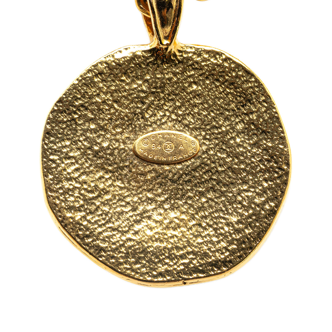 Chanel Gold Plated CC Sun Medallion Pendant Necklace Gold - GABY PARIS