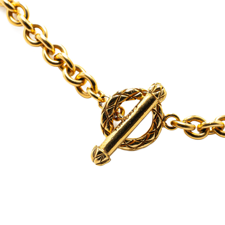 Chanel Gold Plated CC Sun Medallion Pendant Necklace Gold - GABY PARIS