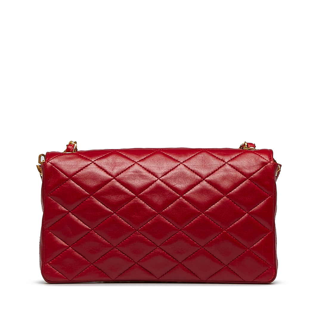 Small XL Quilted Lambskin Single Flap Red - Gaby Paris