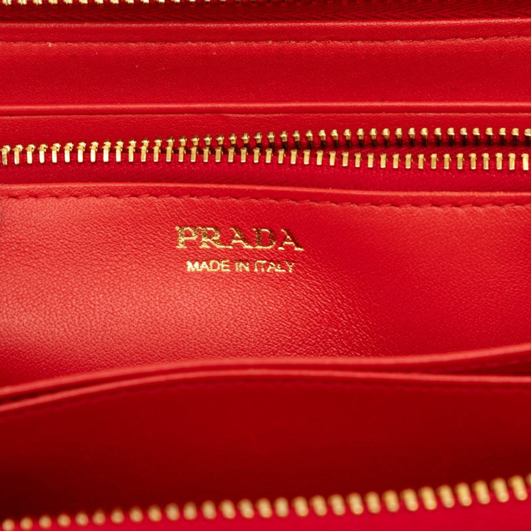 Prada Portefeuille Vitello Move Zippé Continental Rouge – vue 5 – GABY PARIS