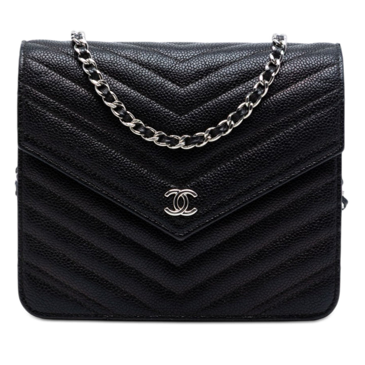 Chanel CC Chevron Caviar Square Wallet on Chain