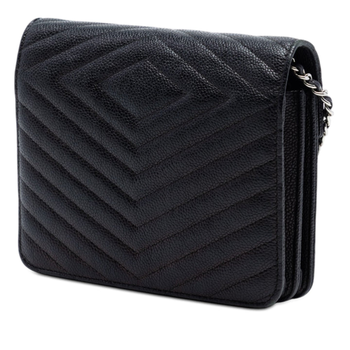 Chanel CC Chevron Caviar Square Wallet on Chain