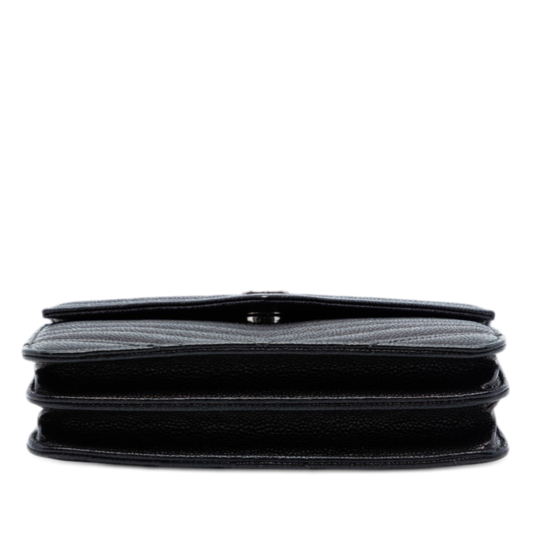 Chanel CC Chevron Caviar Square Wallet on Chain