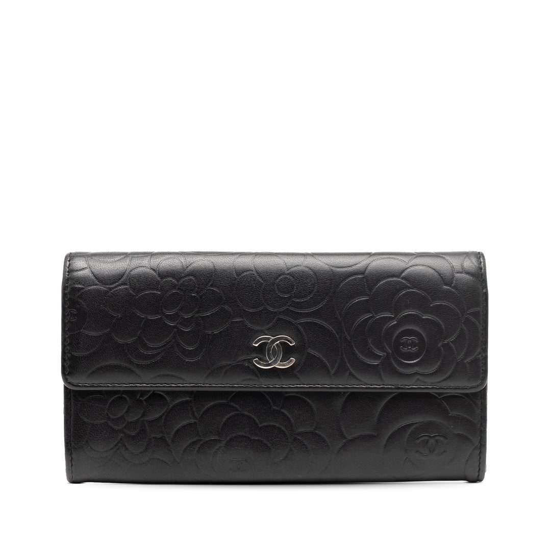 Chanel CC Embossed Cuir de veau Camellia Flap Wallet Noir – GABY PARIS Authentique