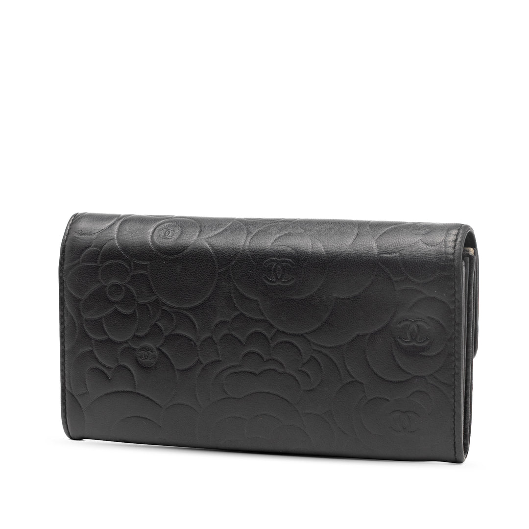 Chanel CC Embossed Cuir de veau Camellia Flap Wallet Noir – GABY PARIS Authentique