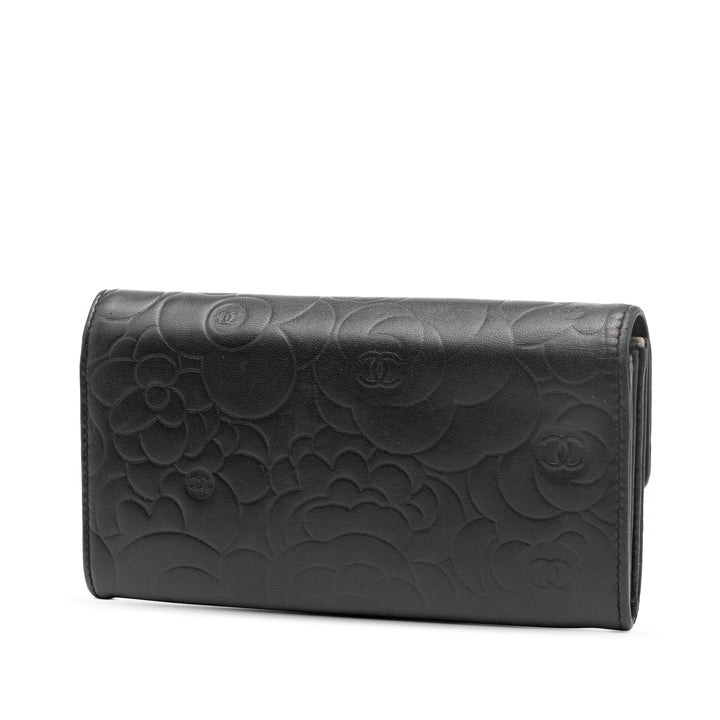 Chanel CC Embossed Cuir de veau Camellia Flap Wallet Noir – GABY PARIS Authentique
