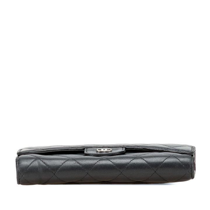 Small CC Quilted Lambskin Flap Wallet Black - Gaby Paris