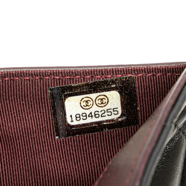 Small CC Quilted Lambskin Flap Wallet Black - Gaby Paris