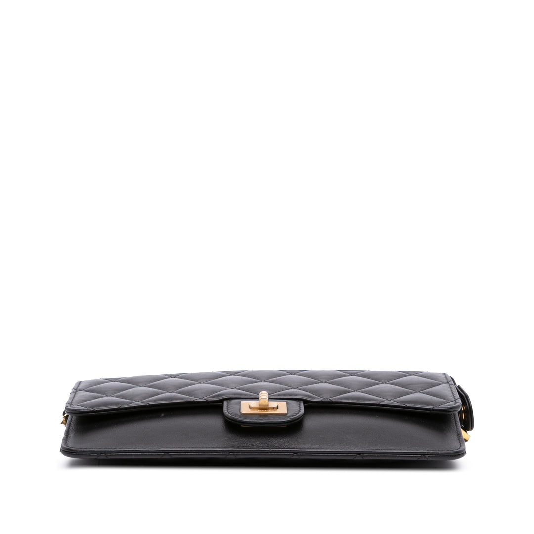 Quilted Aged Calfskin Reissue Pouch With Chain Black - Gaby Paris