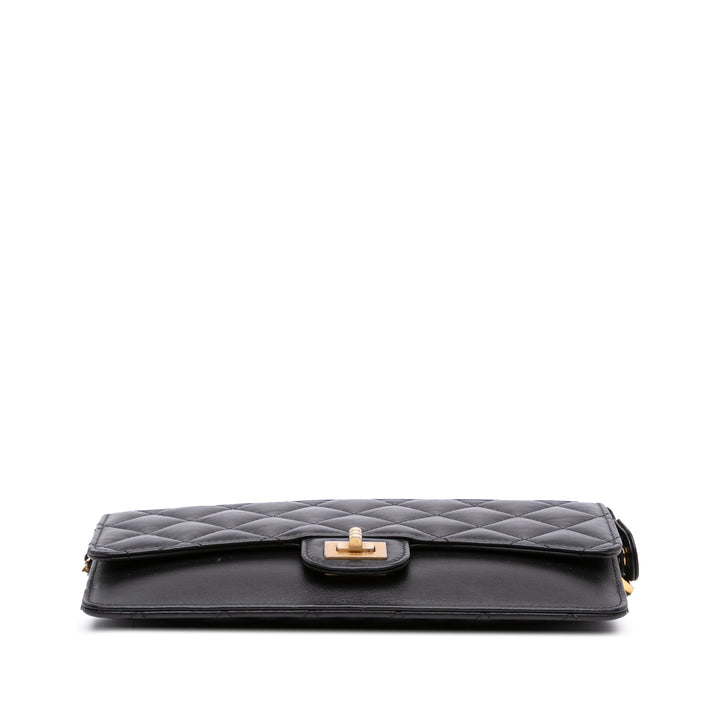 Quilted Aged Calfskin Reissue Pouch With Chain Black - Gaby Paris