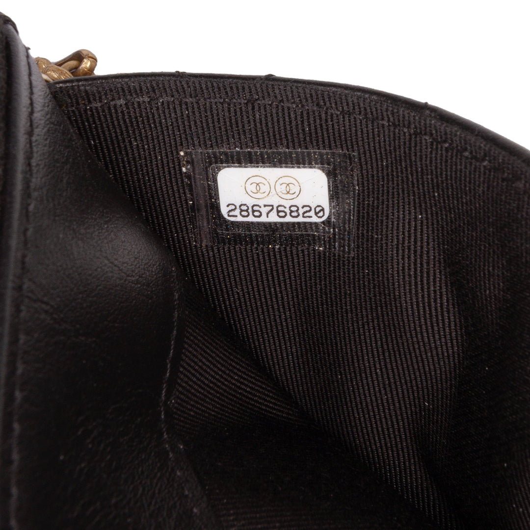 Quilted Aged Calfskin Reissue Pouch With Chain Black - Gaby Paris