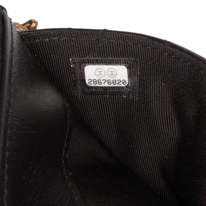 Quilted Aged Calfskin Reissue Pouch With Chain Black - Gaby Paris