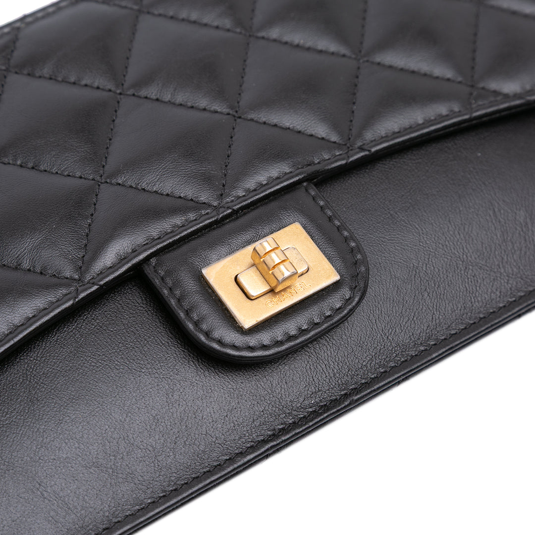 Quilted Aged Calfskin Reissue Pouch With Chain Black - Gaby Paris