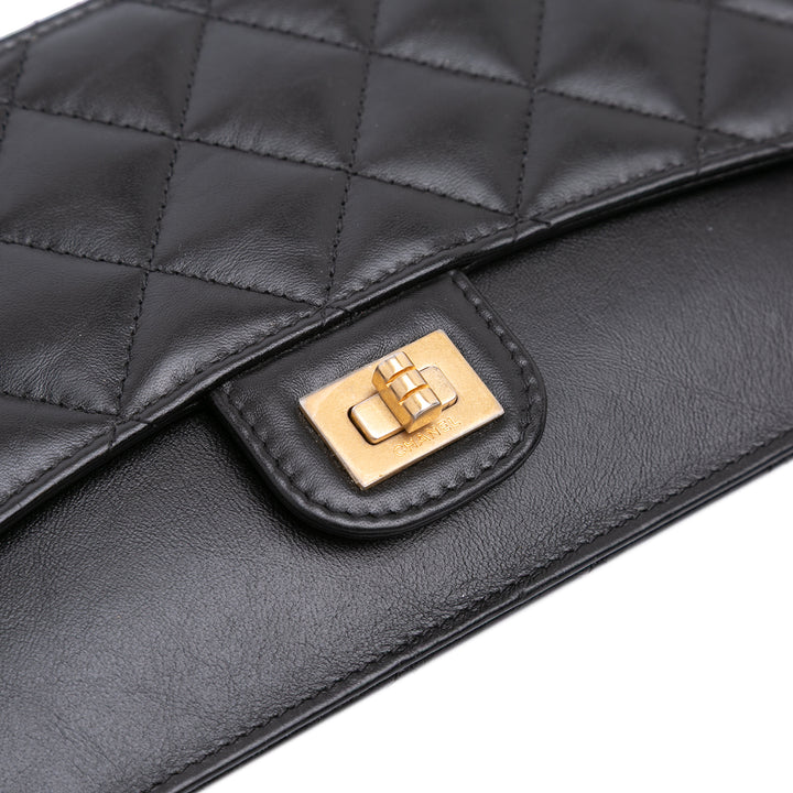 Quilted Aged Calfskin Reissue Pouch With Chain Black - Gaby Paris