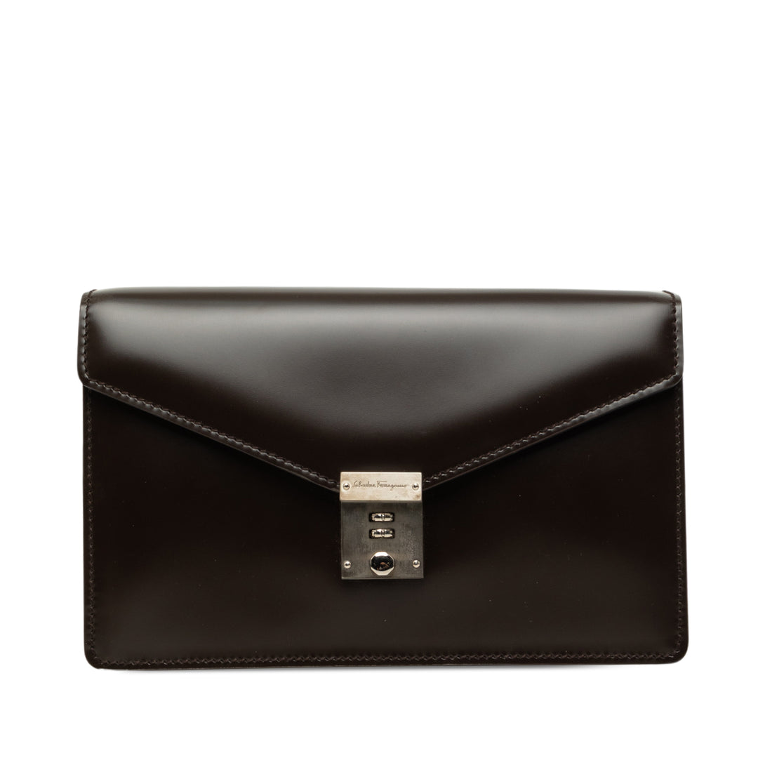 Ferragamo Dial Lock Pochette Cuir