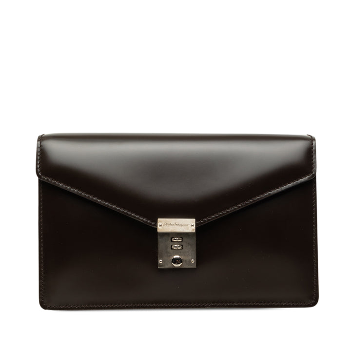 Ferragamo Dial Lock Pochette Cuir