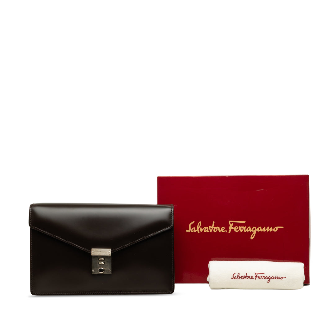 Ferragamo Dial Lock Pochette Cuir