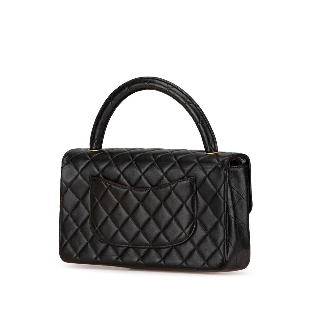 Medium Classic Lambskin Kelly Flap Bag Black - Gaby Paris