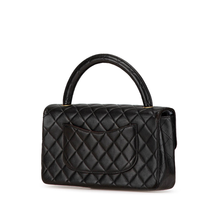 Medium Classic Lambskin Kelly Flap Bag Black - Gaby Paris