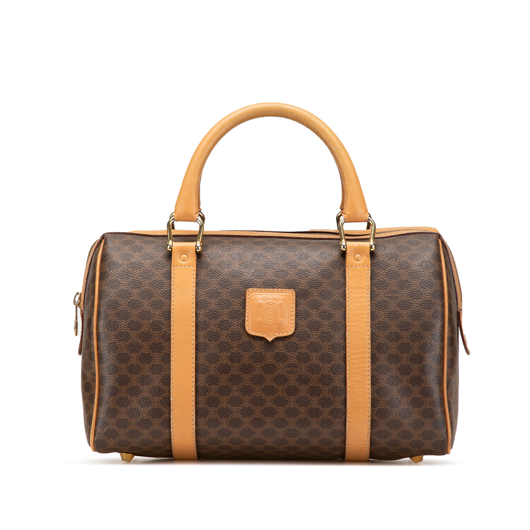 Macadam Coated Canvas Boston Bag Brown - Gaby Paris