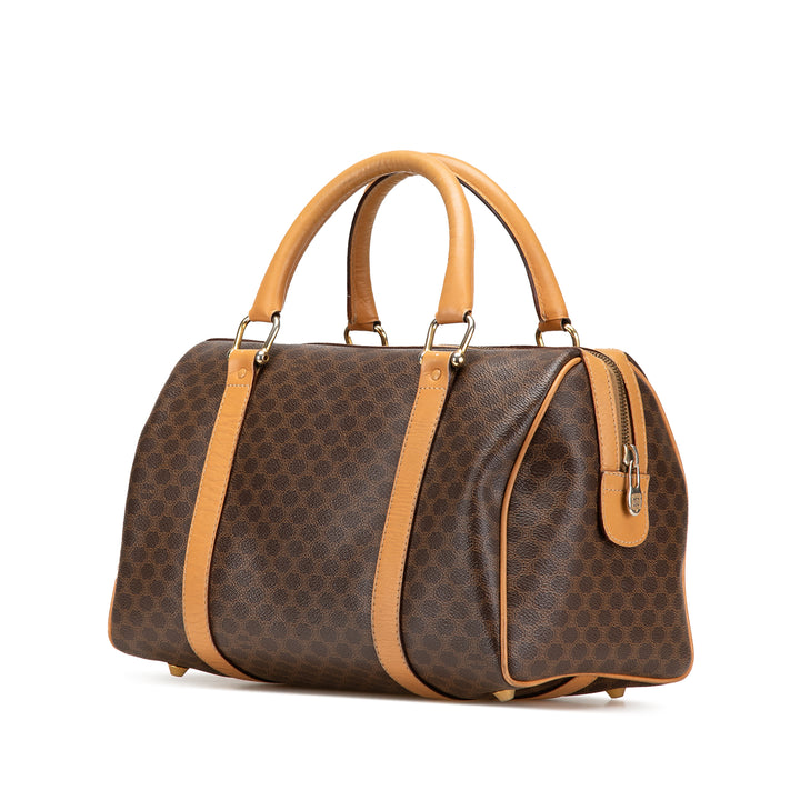 Macadam Coated Canvas Boston Bag Brown - Gaby Paris