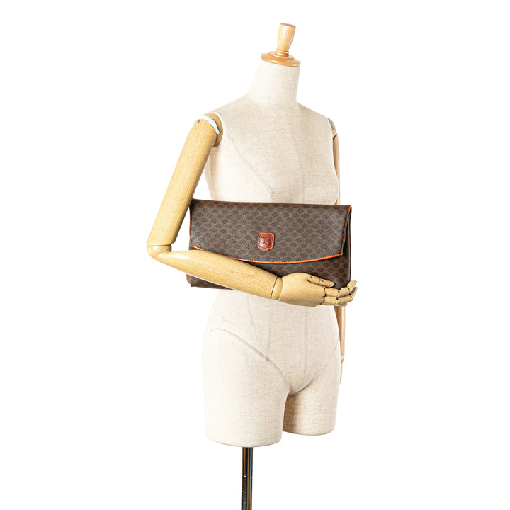 Macadam Coated Canvas Clutch Brown - Gaby Paris