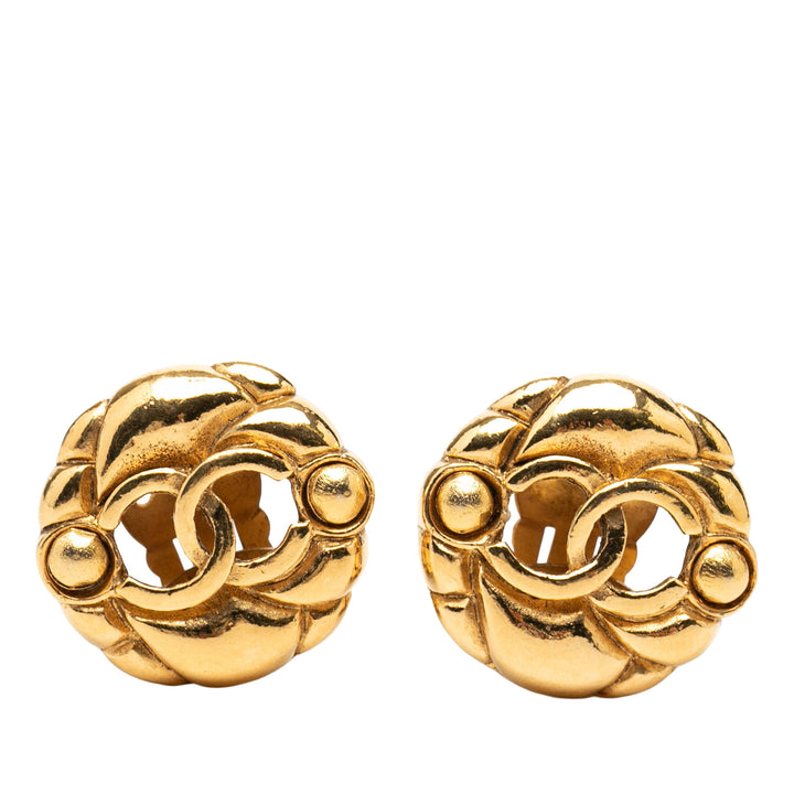CC plaqué À clip Boucles d'oreilles Doré