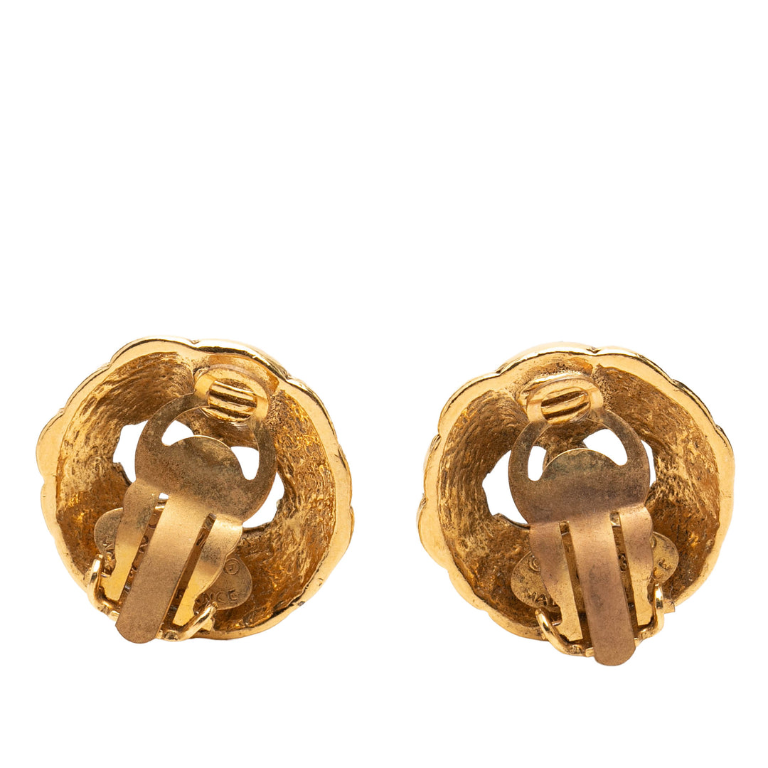 CC plaqué À clip Boucles d'oreilles Doré