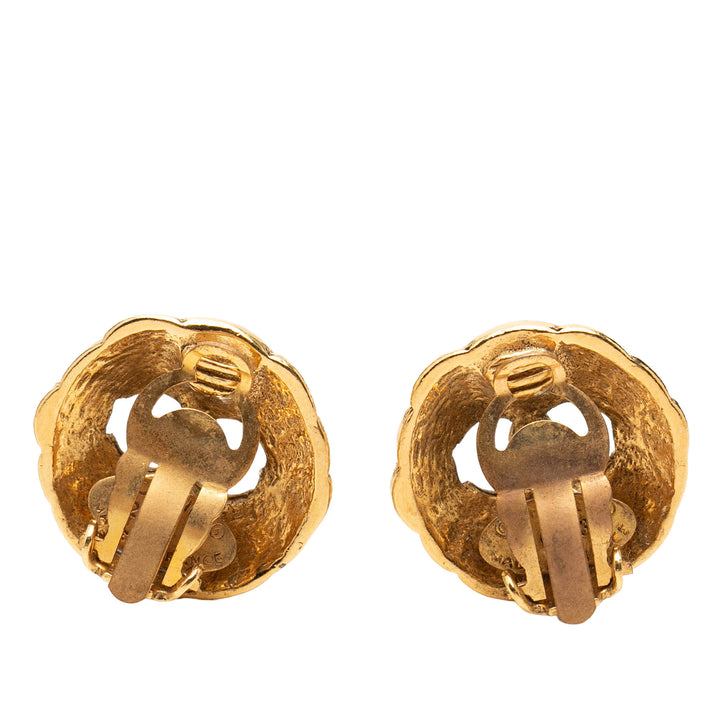 CC plaqué À clip Boucles d'oreilles Doré