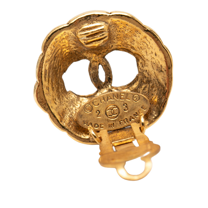 CC plaqué À clip Boucles d'oreilles Doré