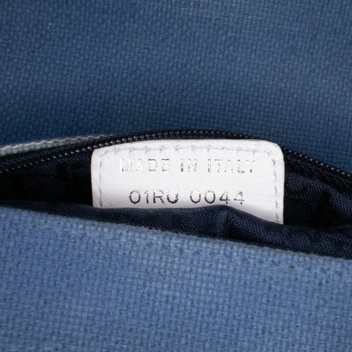 John Galliano Diorissimo Trimmed Canvas Shoulder Bag Blue - Gaby Paris