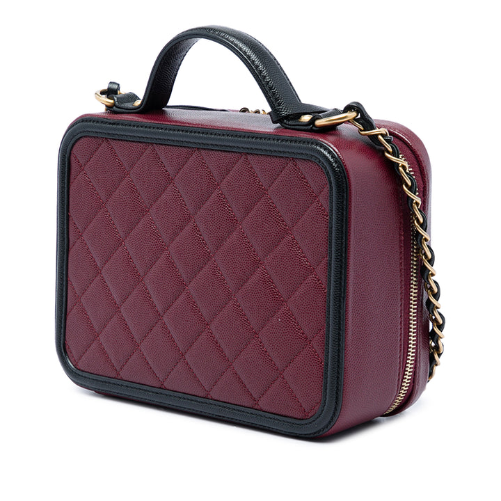 Chanel Bicolore CC Filigree Vanity Moyen Cuir caviar Rouge – vue 2 – GABY PARIS