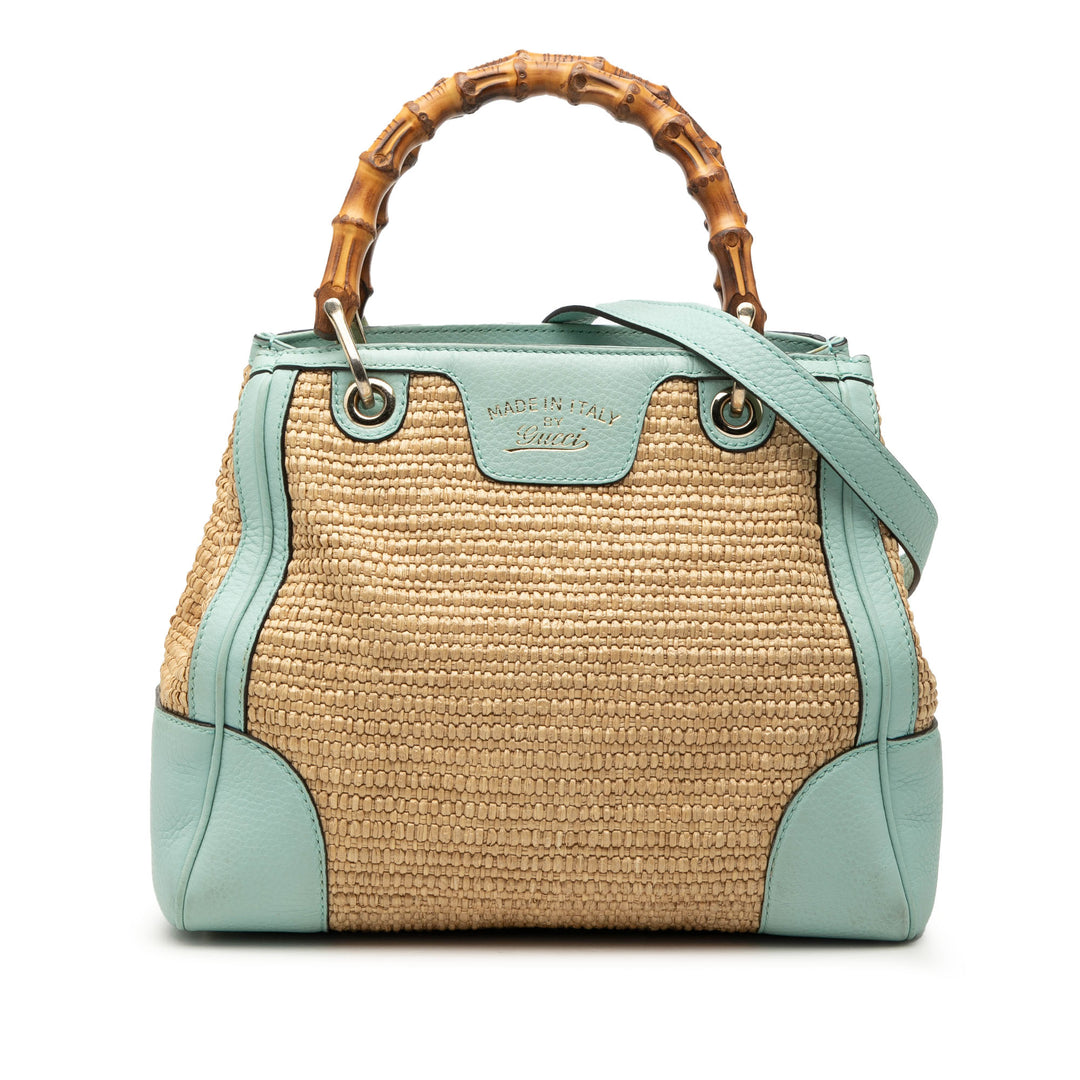 Gucci Small Raffia Bamboo Shopper Sac