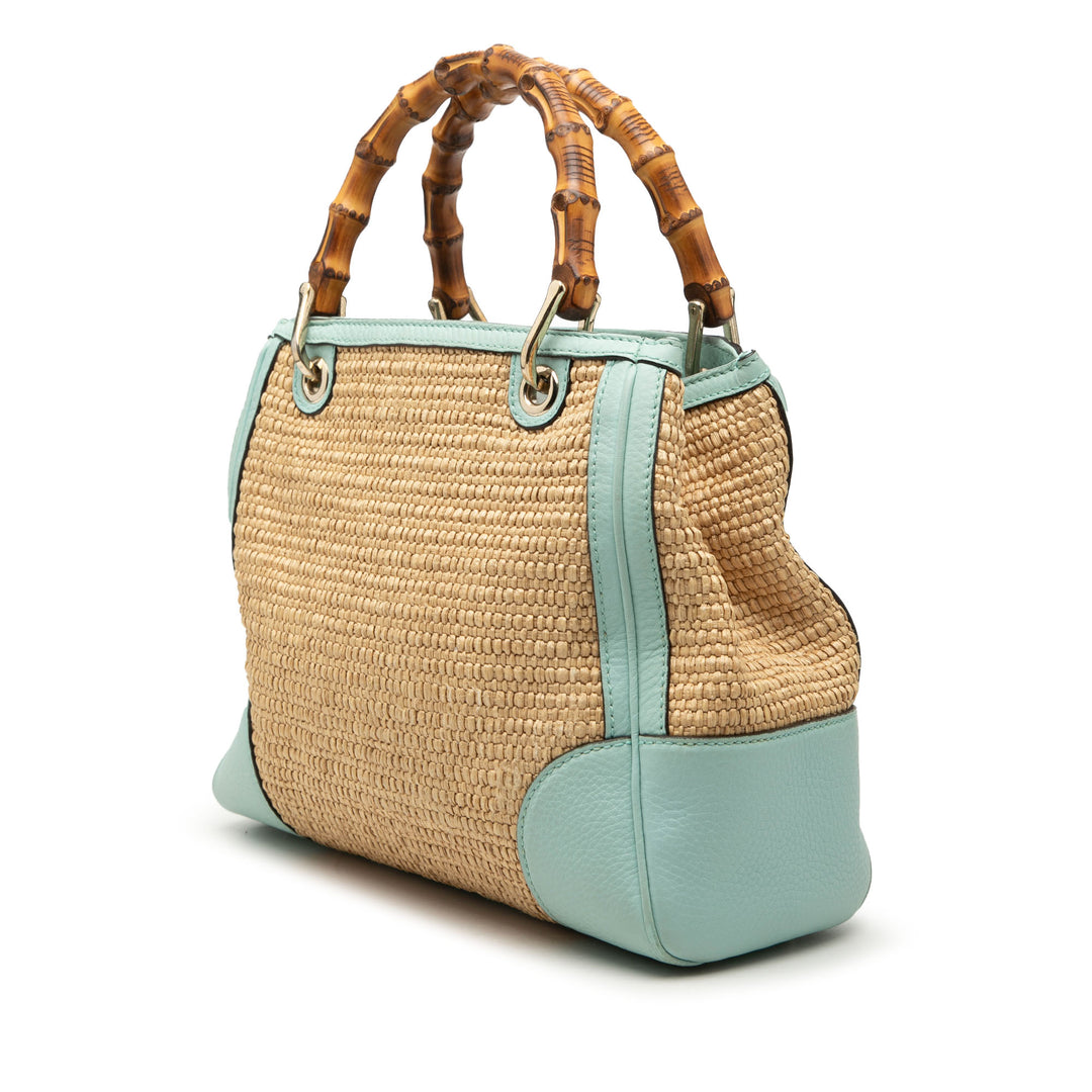Gucci Small Raffia Bamboo Shopper Sac
