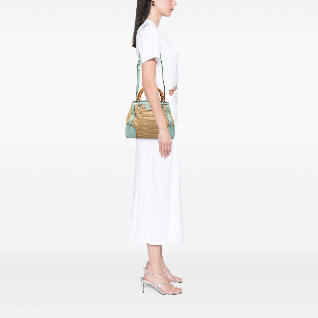 Gucci Small Raffia Bamboo Shopper Sac
