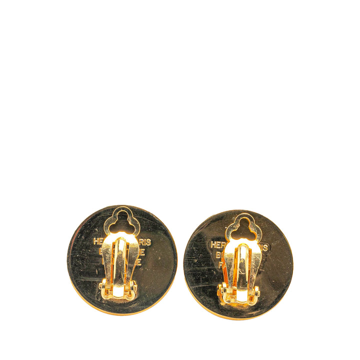 Gold Plated Bijouterie Fantaisie Clou De Selle Clip On Earrings Gold - Gaby Paris