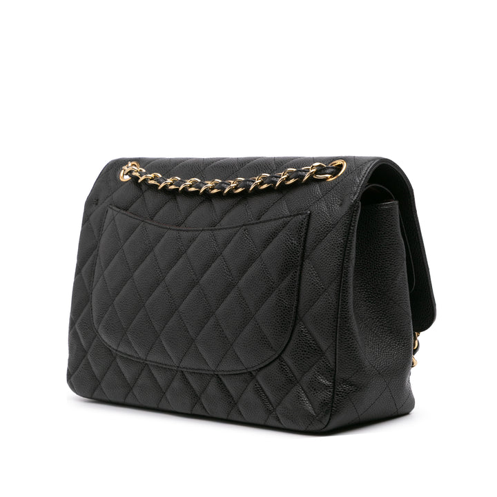 Jumbo Classic Caviar Double Flap Black - Gaby Paris