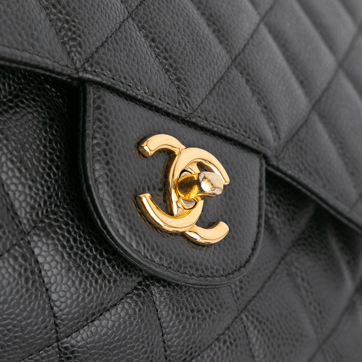 Jumbo Classic Caviar Double Flap Black - Gaby Paris