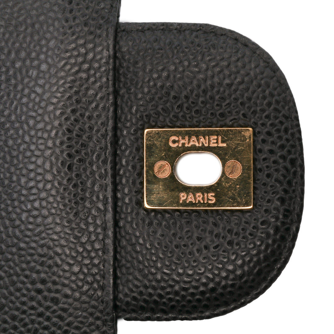 Jumbo Classic Caviar Double Flap Black - Gaby Paris