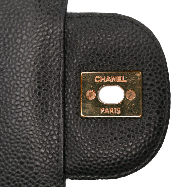 Jumbo Classic Caviar Double Flap Black - Gaby Paris
