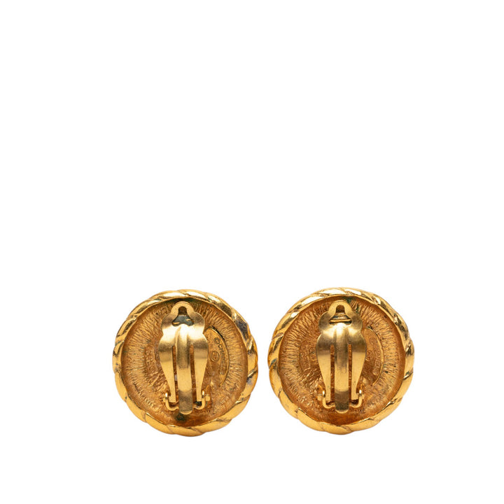 CC plaqué Rond À clip Boucles d'oreilles Doré