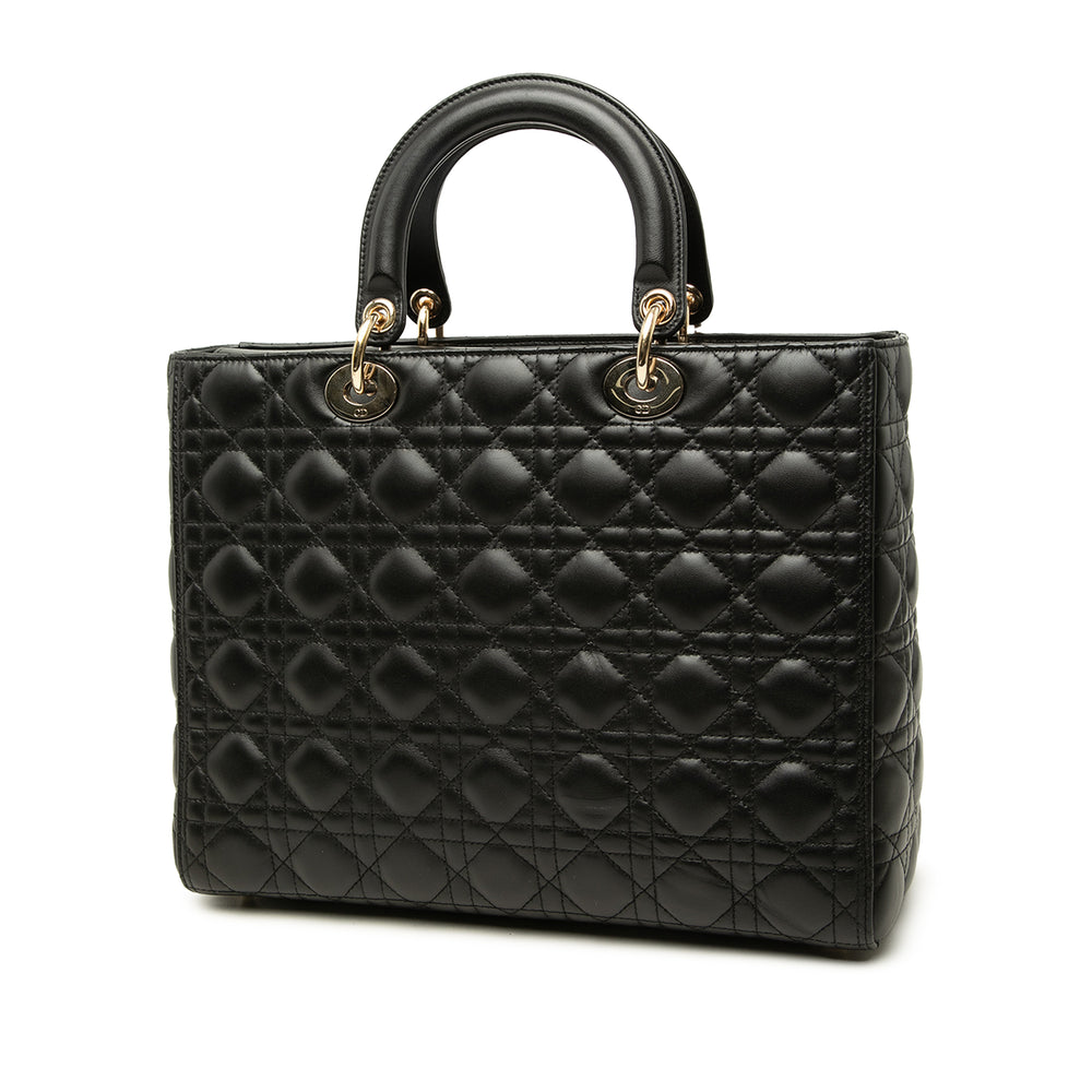 Dior Sac à main Lady Dior Cannage Grand Cuir d'agneau Noir – vue 2 – GABY PARIS