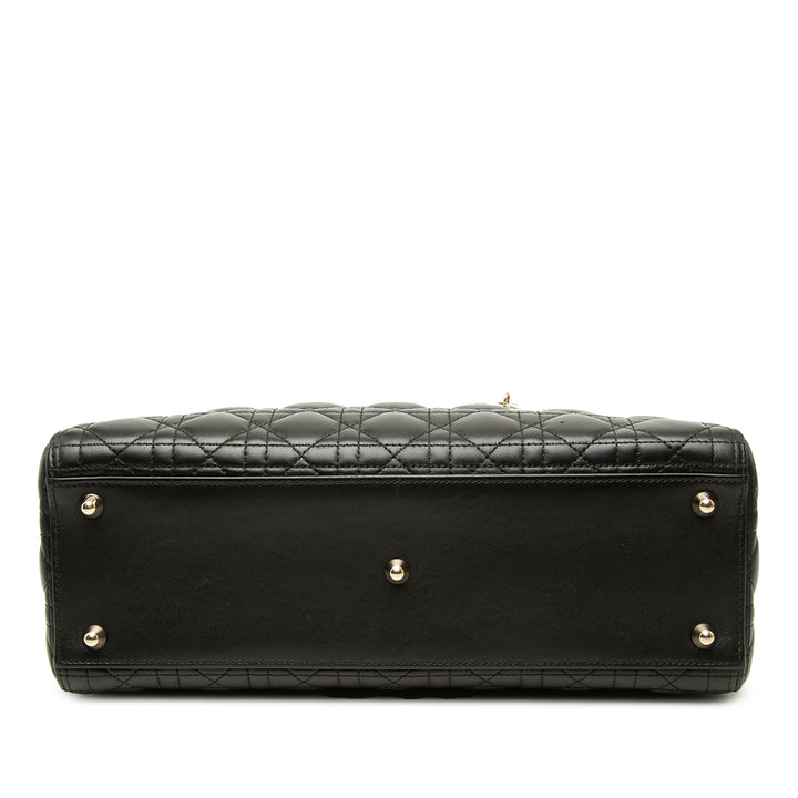 Dior Sac à main Lady Dior Cannage Grand Cuir d'agneau Noir – vue 3 – GABY PARIS