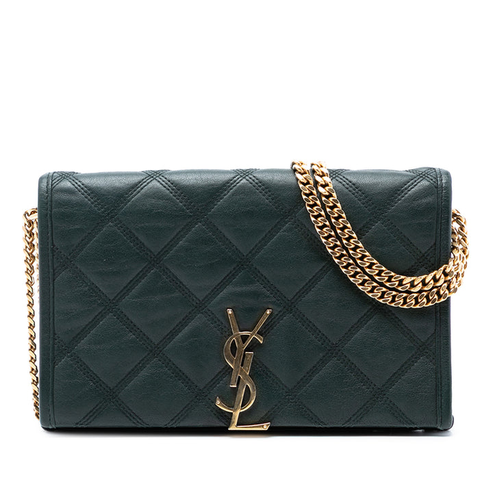 Saint Laurent Matelassé Cuir d’agneau Diamond Becky Chain Portefeuille