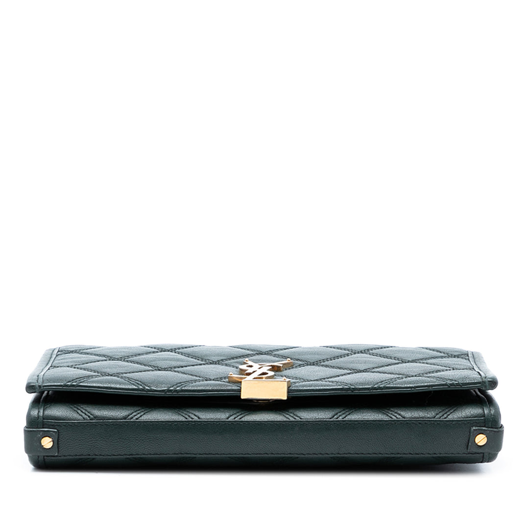 Saint Laurent Matelassé Cuir d’agneau Diamond Becky Chain Portefeuille