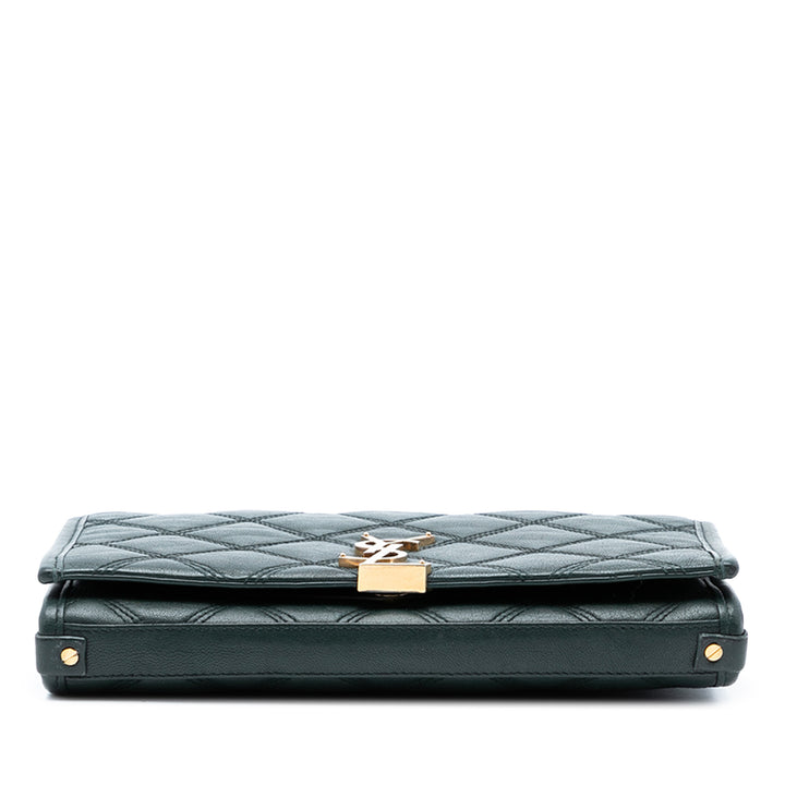Saint Laurent Matelassé Cuir d’agneau Diamond Becky Chain Portefeuille