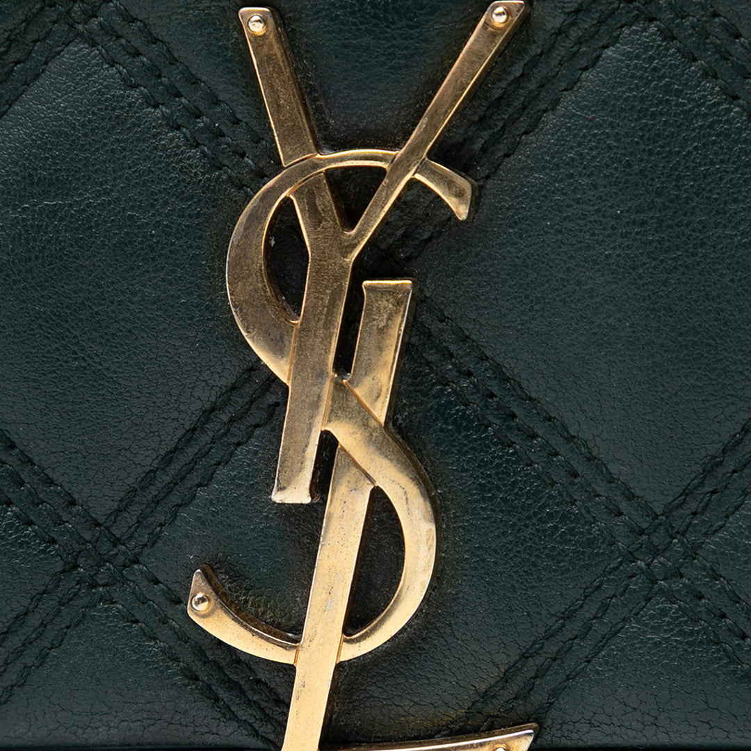 Saint Laurent Matelassé Cuir d’agneau Diamond Becky Chain Portefeuille