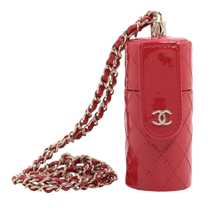 Chanel CC Matelassé Cuir verni Lipstick Étui