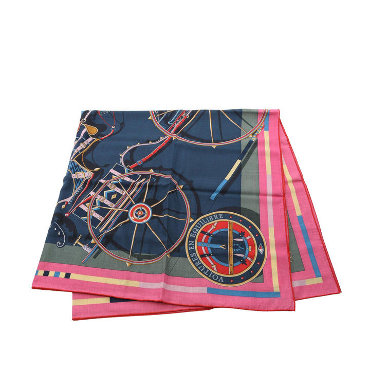 Hermès Voitures En Equilibre Shawl 140 Cachemire